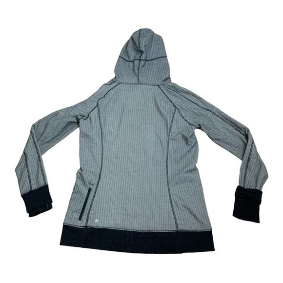 Lululemon size 12 Think Fast Hoodie black gray cowl herringbone pullover silver - Picture 3 of 12